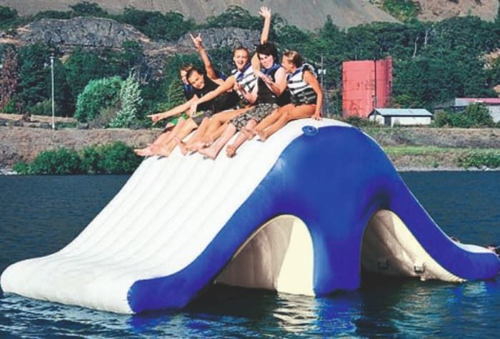 Inflatable swing-slide
